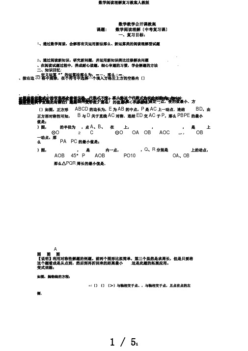 数学阅读理解复习教案人教版