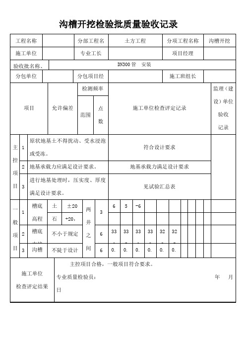 沟槽开挖检验批质量验收记录