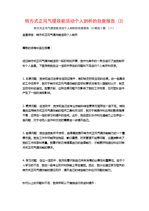 转方式正风气提效能活动个人剖析的自查报告 (2)2篇