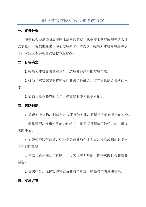 职业技术学院实施专业诊改方案