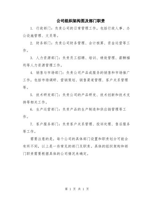 公司组织架构图及部门职责