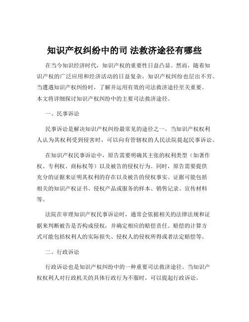 知识产权纠纷中的司 法救济途径有哪些