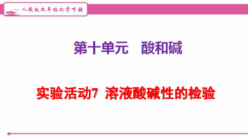 人教版九年级化学下册   第10单元   实验活动7 溶液酸碱性的检验  课件(共28张PPT)