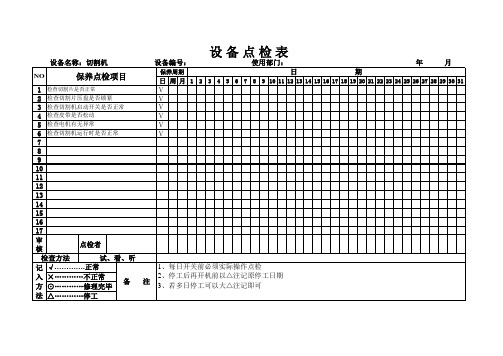 设备点检表 