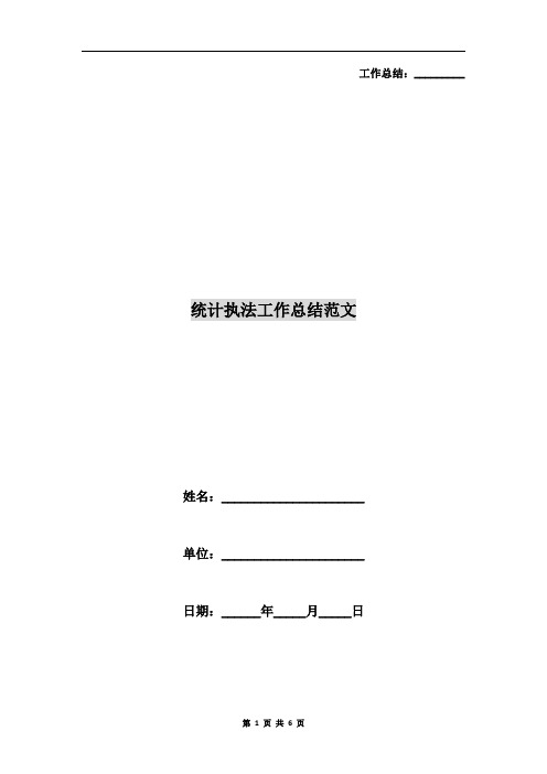 统计执法工作总结范文