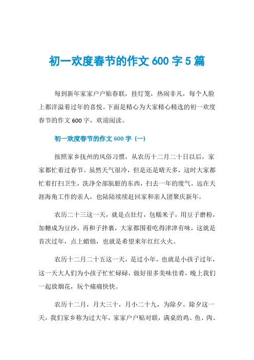 初一欢度春节的作文600字5篇