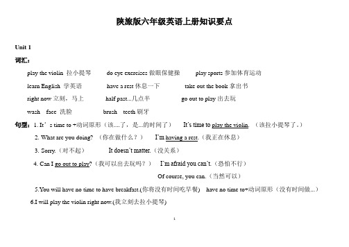 新陕旅版六年级英语上册知识要点(6)