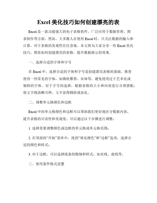 Excel美化技巧如何创建漂亮的表