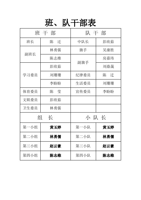 班务栏表格