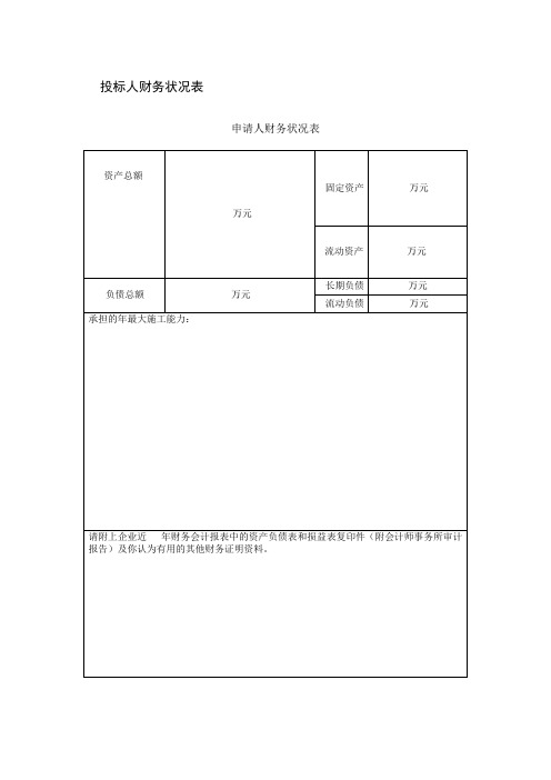 投标人财务状况表-1