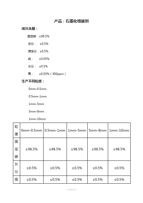 石墨化增碳剂详细