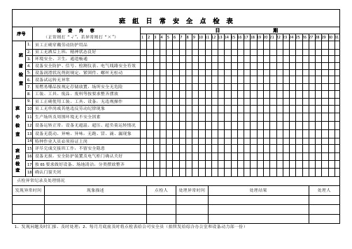 班组日常点检表