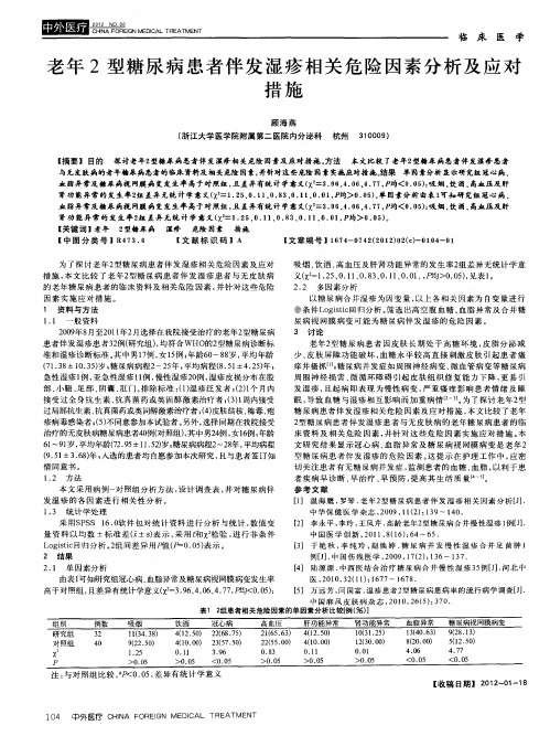 老年2型糖尿病患者伴发湿疹相关危险因素分析及应对措施