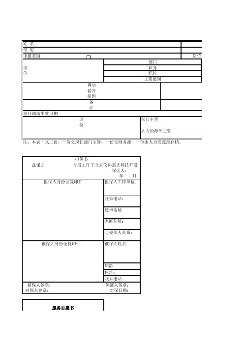 职员调动、晋升申报表 