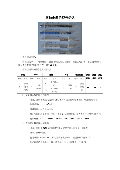 同轴电缆的型号标记