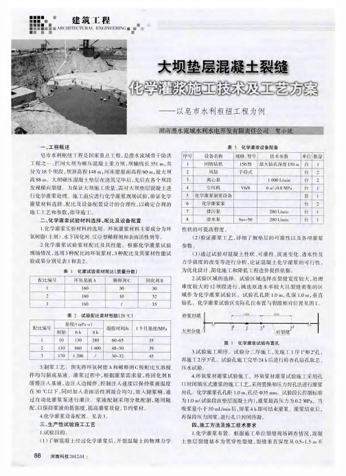 大坝垫层混凝土裂缝化学灌浆施工技术及工艺方案——以皂市水利枢纽工程为例