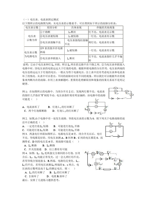 初三物理电路故障分析