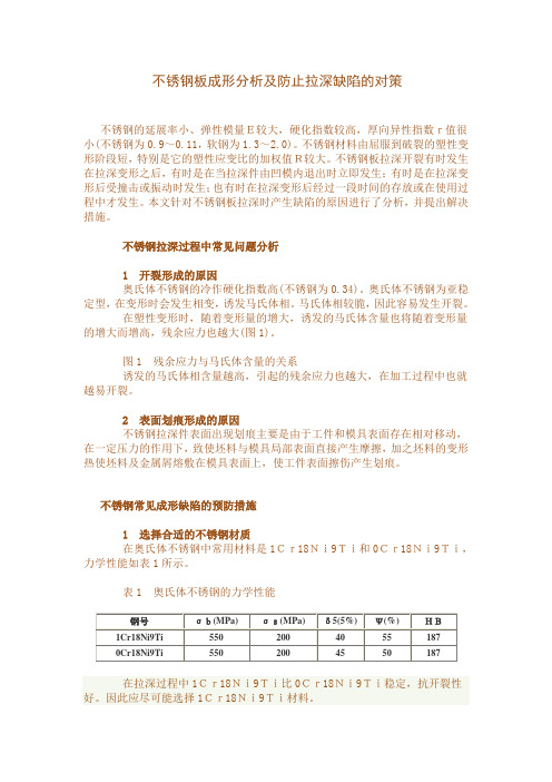 不锈钢板成形分析及防止拉深缺陷的对策