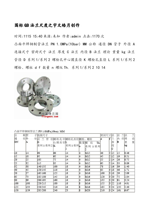 国标GB法兰盘标准尺寸