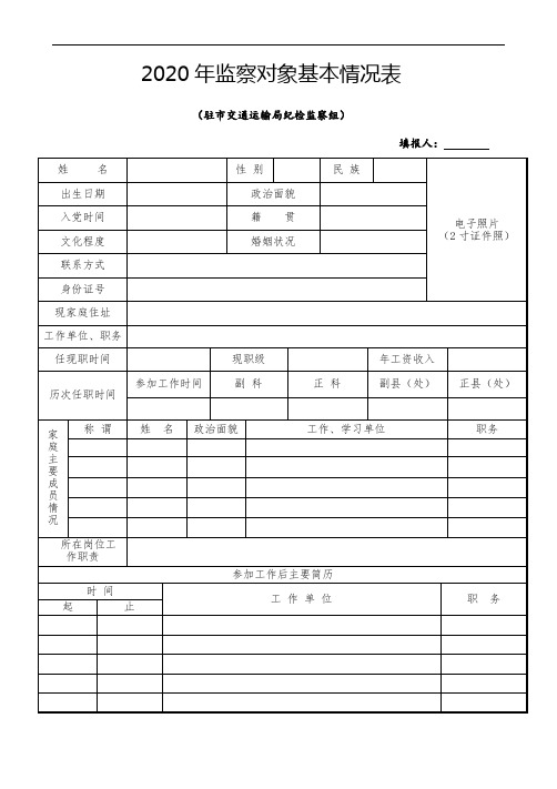 【模   板】监察对象基本情况表(2020年)