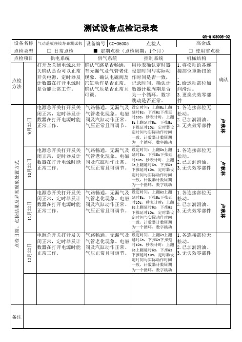 测试设备点检记录表-模板大全