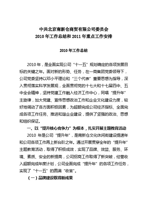 2010年党委总结2011年计划(正式稿)