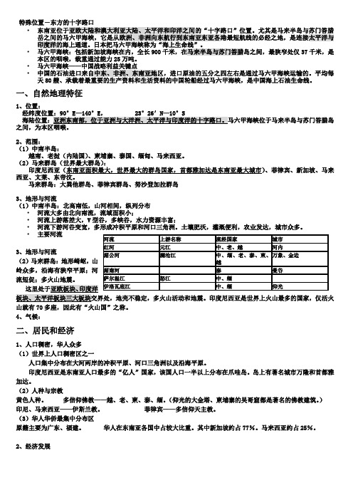 高中区域地理分区东南亚