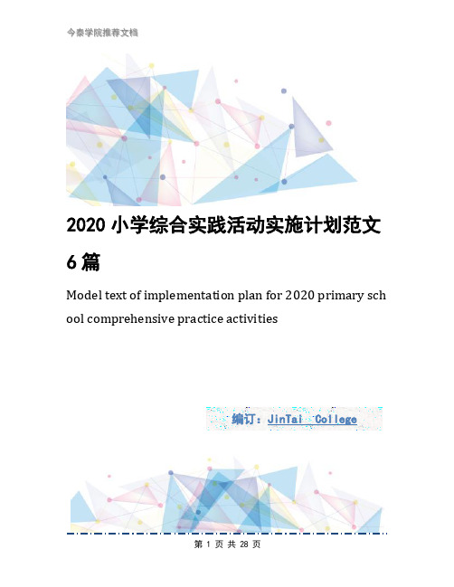 2020小学综合实践活动实施计划范文6篇