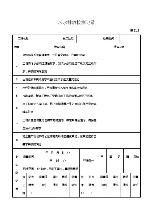 污水排放检测记录