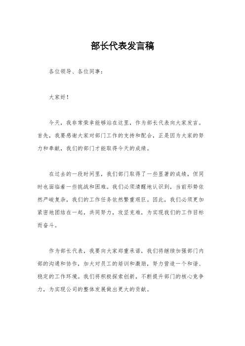 部长代表发言稿