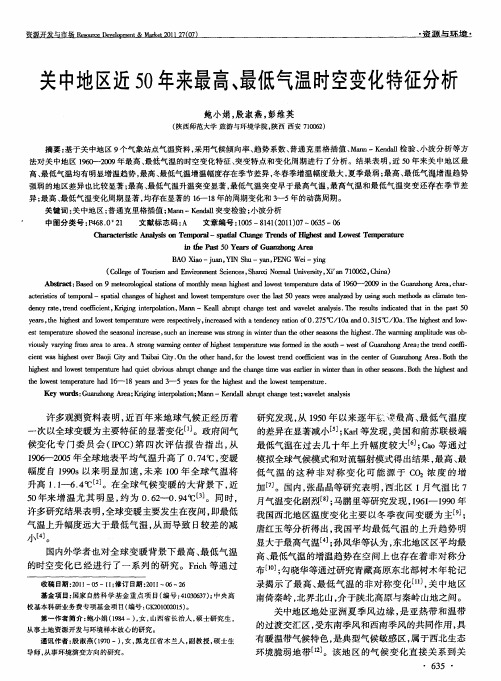 关中地区近50年来最高、最低气温时空变化特征分析