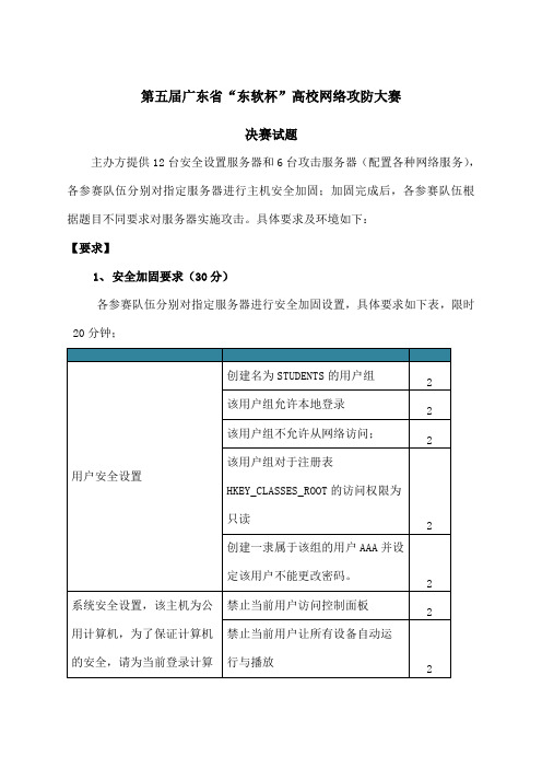 第五届网络攻防大赛决赛题目