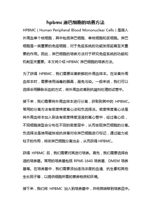 hpbmc淋巴细胞的培养方法