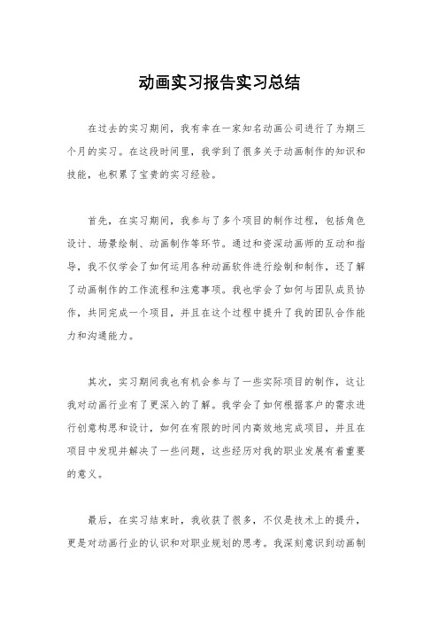 动画实习报告实习总结