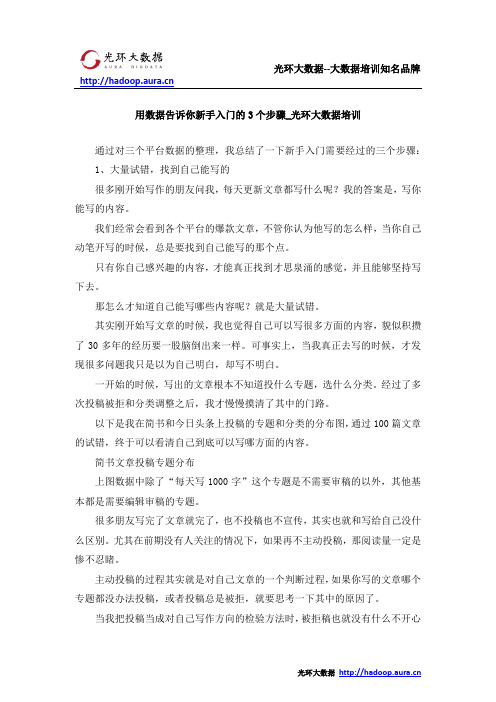 用数据告诉你新手入门的3个步骤_光环大数据培训