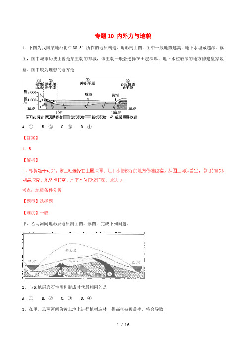 高考地理 高频考点穿透卷 专题10 内外力与地貌(含解析)-人教版高三全册地理试题