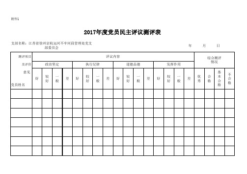 2017年度党员民主评议测评表