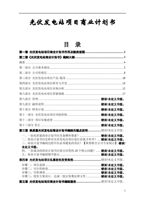光伏发电站商业计划书