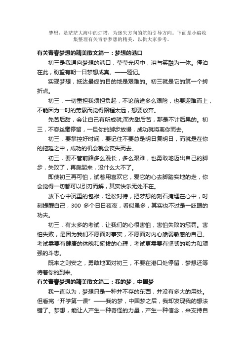 散文：有关青春梦想的精美散文