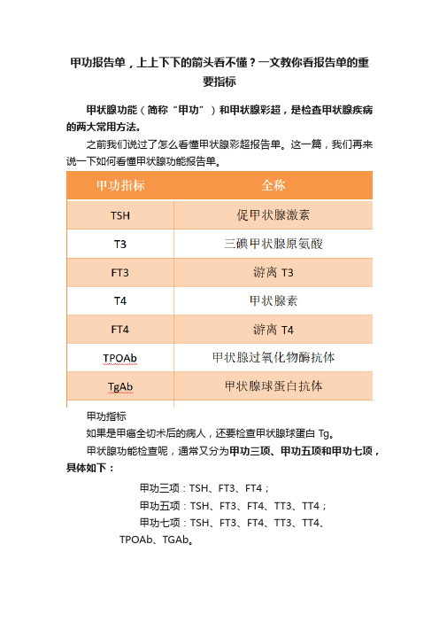 甲功报告单，上上下下的箭头看不懂？一文教你看报告单的重要指标