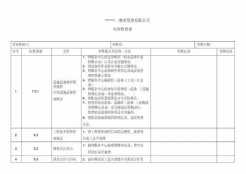 物业内审检查表(工程管理类)