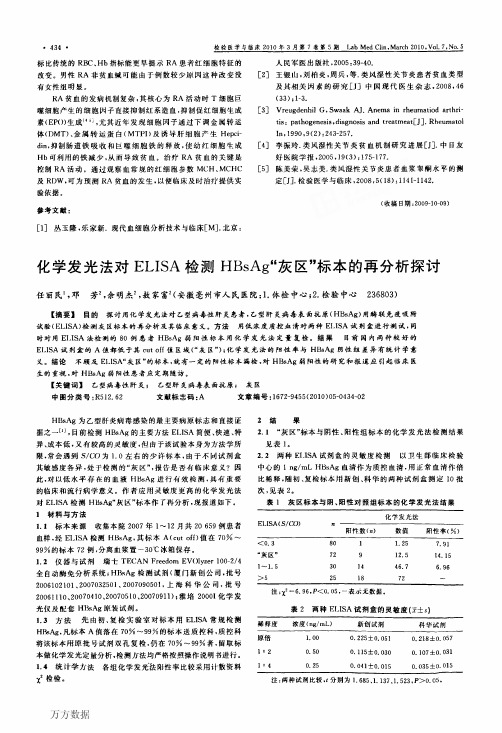 化学发光法对ELISA检测HBsAg_灰区_标本的再分析探讨