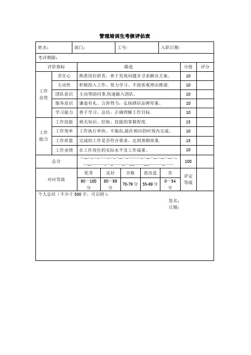 管培生考核表