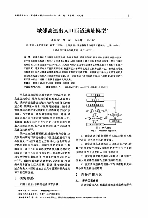 城郊高速出入口匝道选址模型