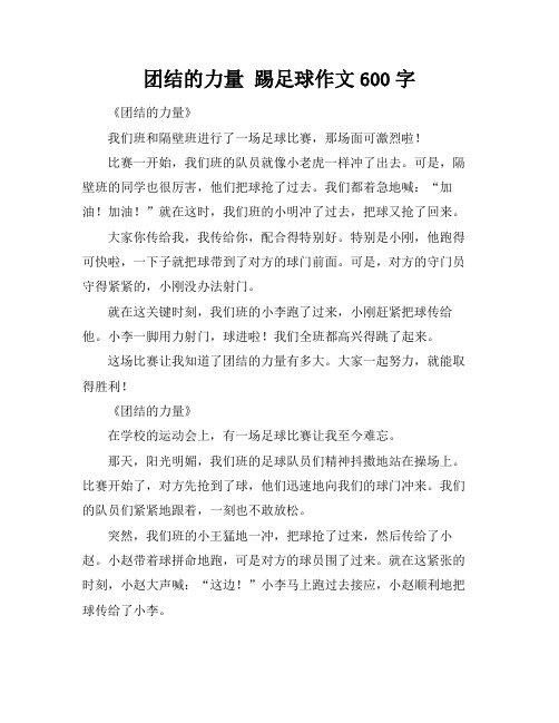 团结的力量 踢足球作文600字