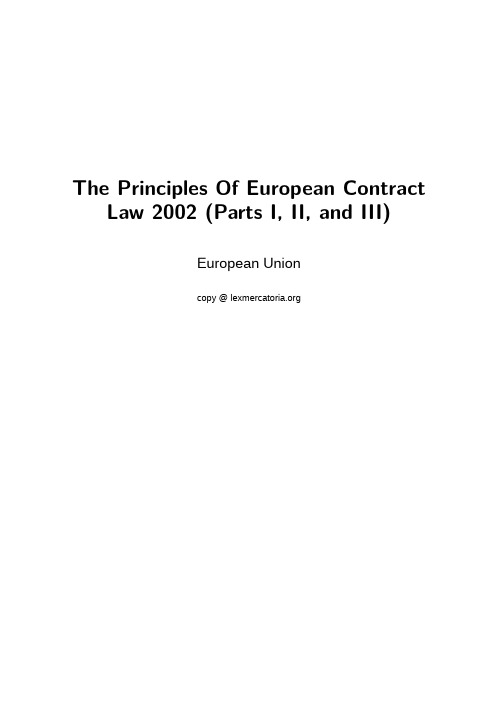 The Principle of European Contract Law 2002