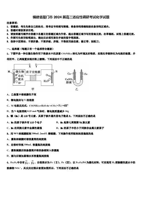 福建省厦门市2024届高三适应性调研考试化学试题含解析