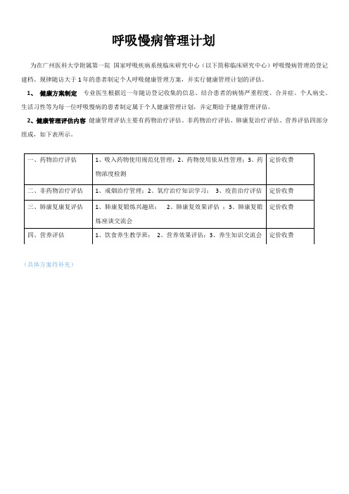 呼吸慢病管理计划