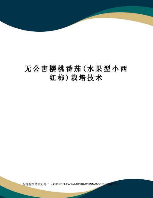 无公害樱桃番茄(水果型小西红柿)栽培技术