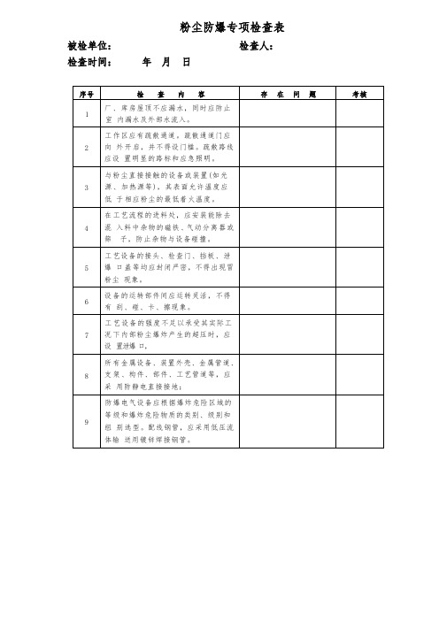 粉尘防爆专项检查表